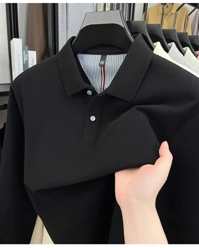 Men’s long sleeve polo top for casual autumn outfits
