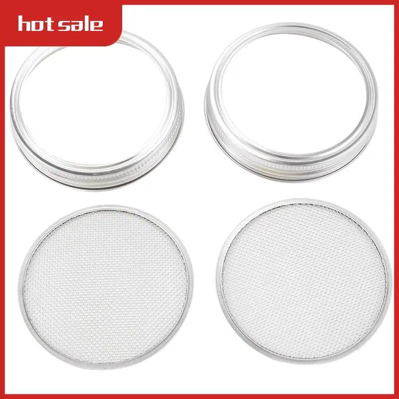 A52I-Set Of 2 Stainless Steel Sprouting Jar Lid Kit For Superb Ventilation Fit For Wide Mouth Jars Canning Jars Making Organ