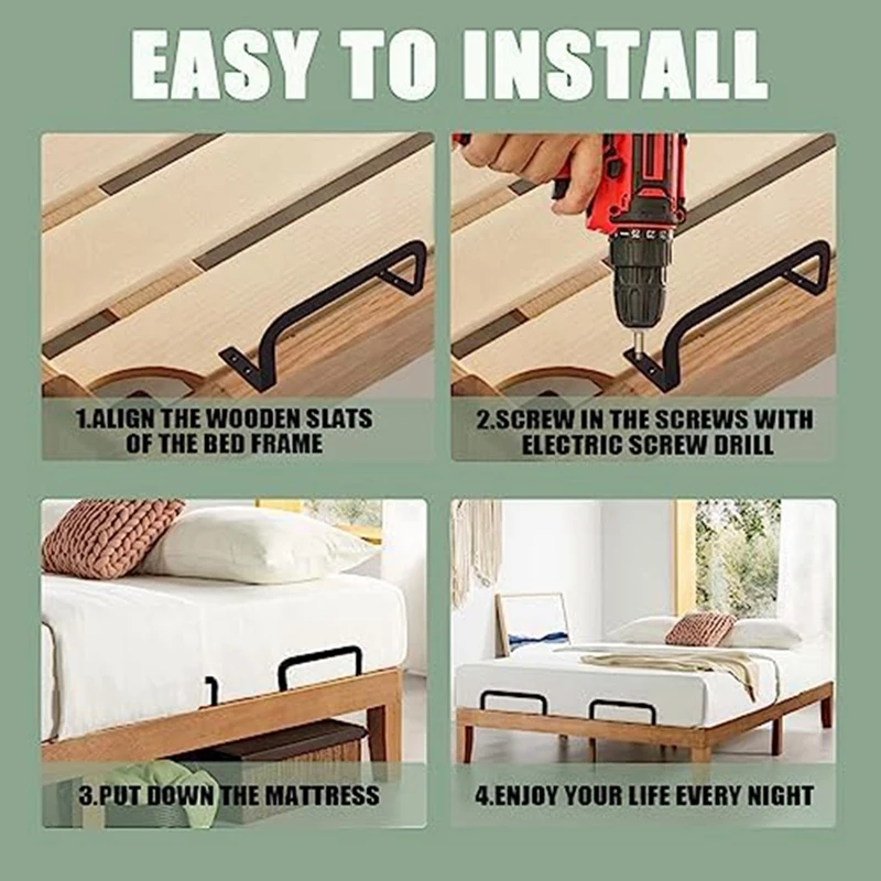 2Pcs Mattress Slide Stopper, Metal Mattress Retainer Bar For Adjustable Beds, Keep From Sliding