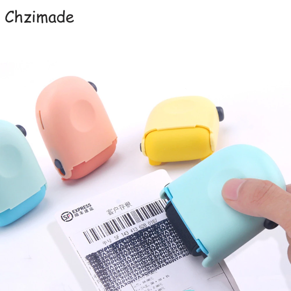 Chzimade Random Color ID Police Identity Protection Roller Stamp Mini Privacy Theft Guard Address Blocker Identity Stamps Roller