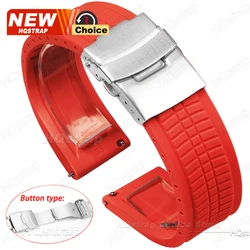 Universal Waterproof Silicone Sport Strap with Solid Buckle - 22mm (Red Thin)