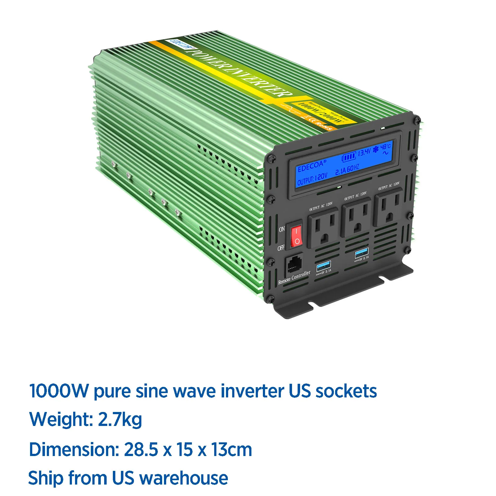 Power Inverter 12V 220V Onda Sinusoidale Pura 1000W Softstart EDECOA - Foto 5