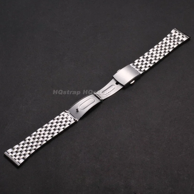Elegant Stainless Steel Seven-Bead Bracelet Watchband with Folding Buckle