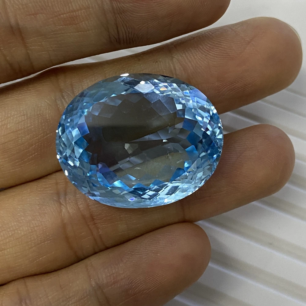 Meisidian Oval Brilliant Cut 24x30.2x14 87 Carat 100% Natural Sky Blue Topaz Loose Gemstone