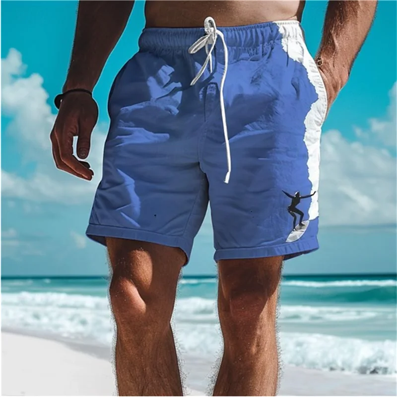 Simple Surfer Pattern Board Shorts Fashion Trend Surfing Enthusiasts 3D Printed Beach Short Casual Oversized Swim Trunks For Men 2