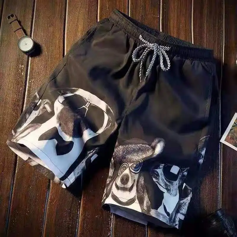 2024 Summer Beach Pants Surf Printed Shorts Men's Loose Casual Quarter 4