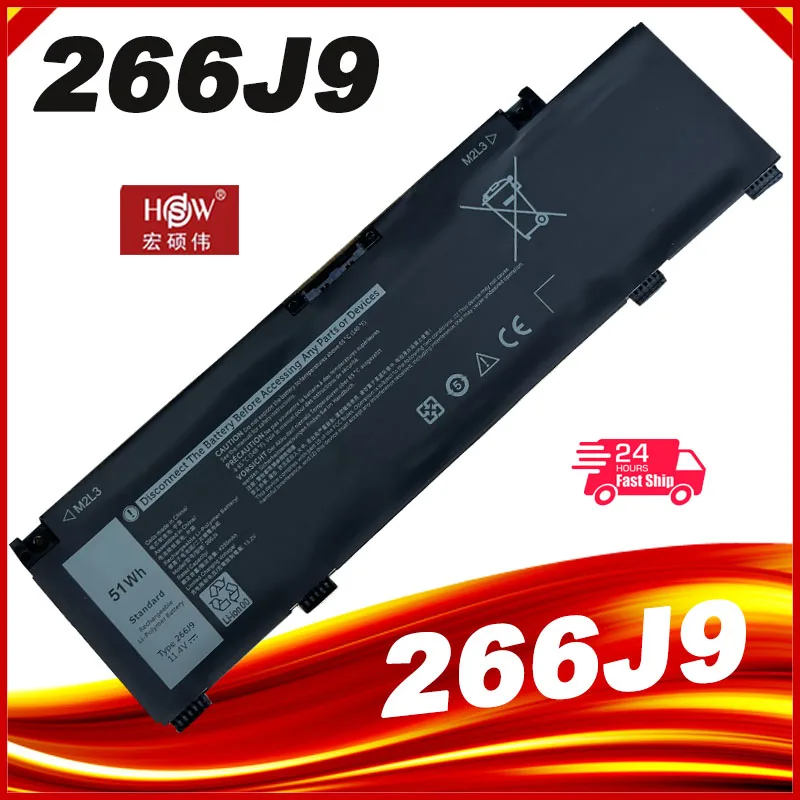 Bateria Original 266j9 para Dell Dell g3 15 3590 3500 g5 15 5500 5505 Inspiron 14 5490 266j9 11.4v 51wh 4255mah