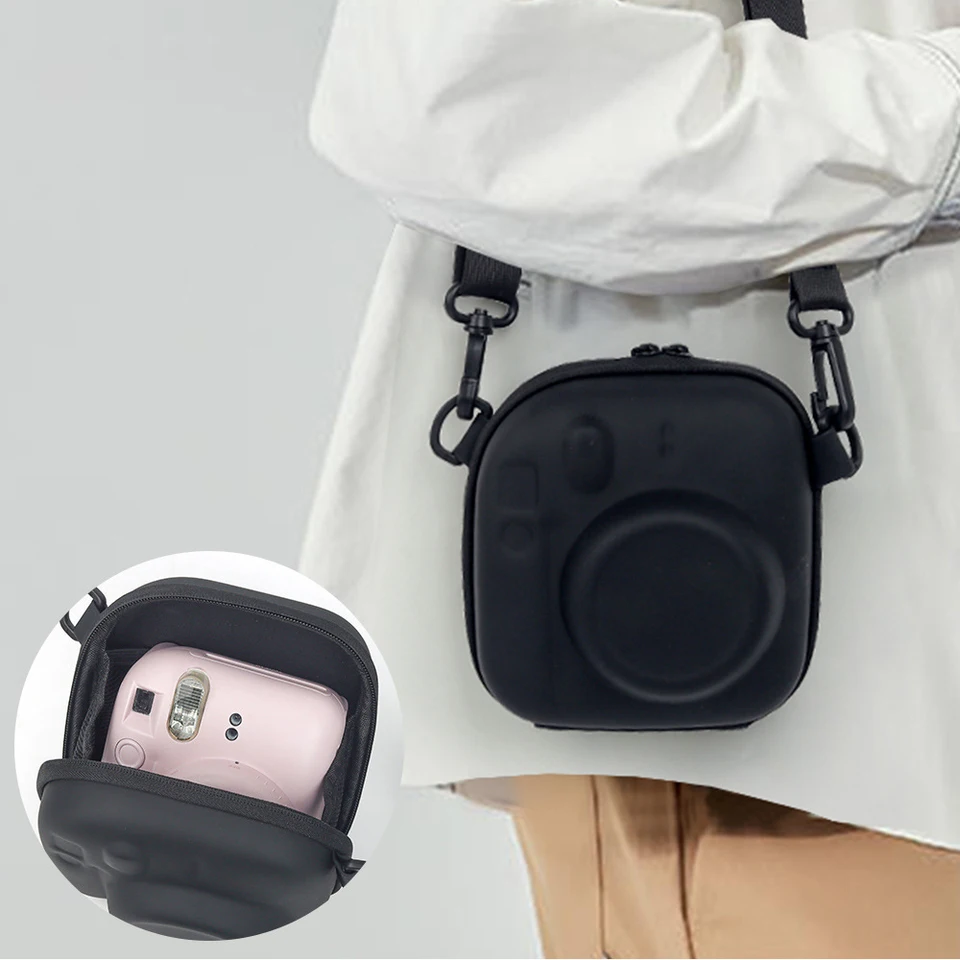 HIYQIN Custodia Protettiva per il Trasporto Compatibile con Fotocamera Istantanea Fujifilm Instax Mini 99, Custodia Retrò con Cinturino Regolabile - Marrone