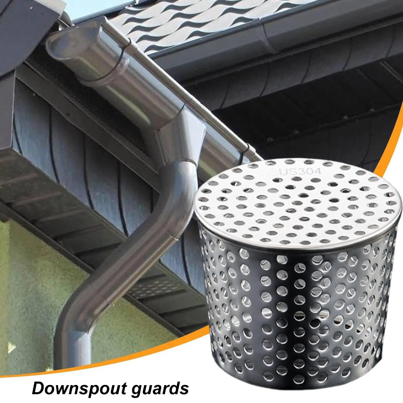 Drain Downspout Protectors 304 Stainless Steel Drain Outdoor Gutter Cleaning Tool Gutter Cleaning Gutter Guard Downspout Filter