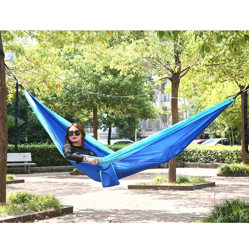 Camping Hammock Ultra-Light Travel 300kg Load Capacity Breathable Quick-Drying Parachute Nylon Indoor Outdoor Garden