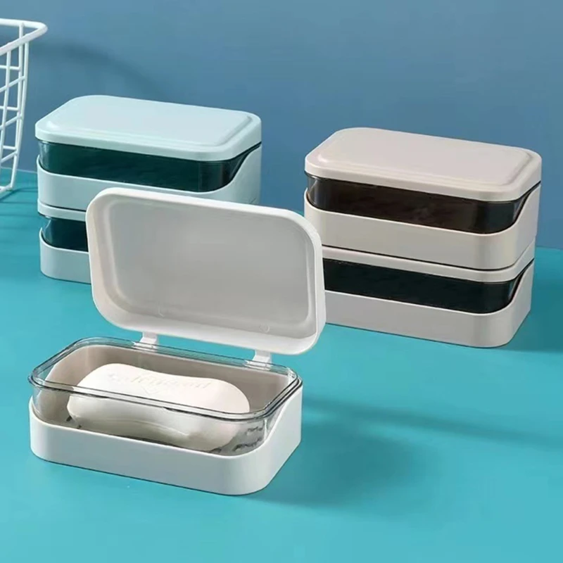 

Двухслойный держатель для мыла с крышкой, нескользящая Коробка для мыла, поднос для туалета и душа, сушилка, гаджеты для ванной комнаты, поднос для мыла и мыла