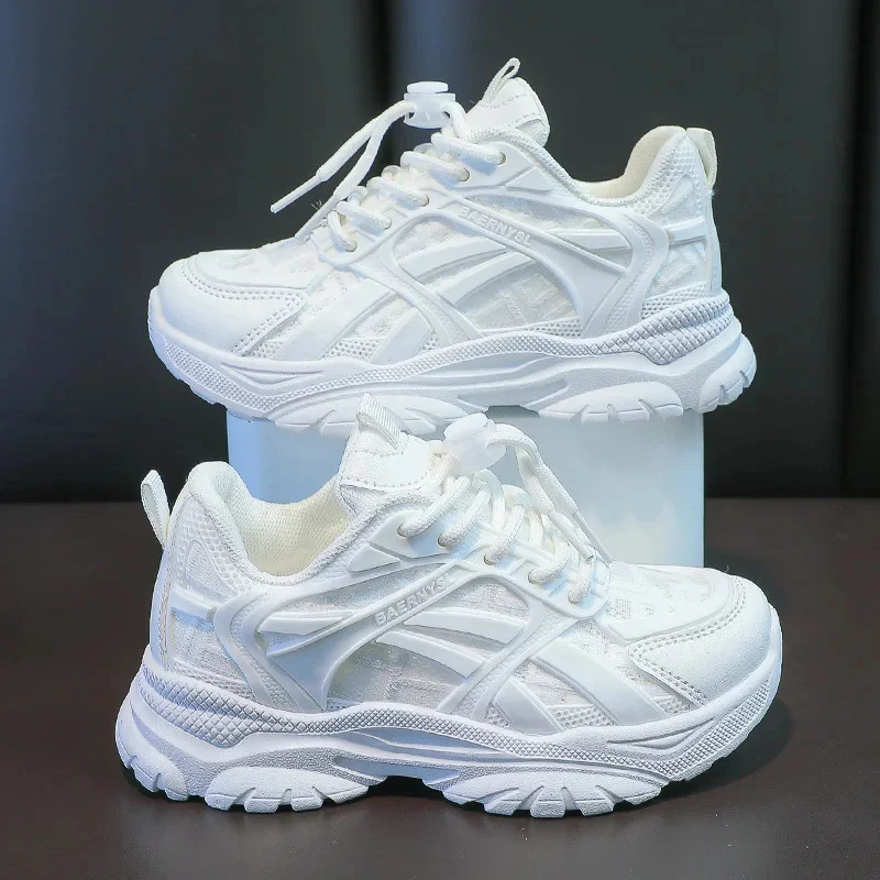 

Children Casual Shoes Kids Sneakers for Boys and Girls Solid White Shoes Mesh Breathable New Sports Tenis Chunky Sneakers