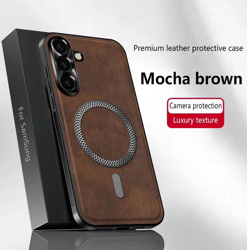 Étui magnétique pour Samsung Galaxy A55 A56 A54 5G, texture cuir de luxe, charge sans fil, coque arrière antichoc, funda