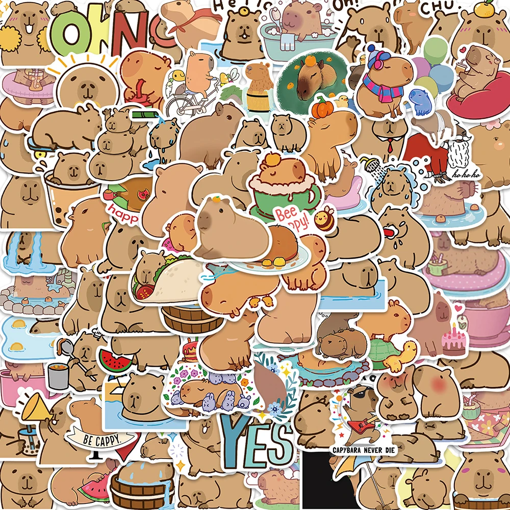 10/30/50/100PCS Cute Capybara Cartoon Waterproof Stickers DIY Skateboard Fridge Guitar Motorcycle Animal Decal Sticker Kid Toy