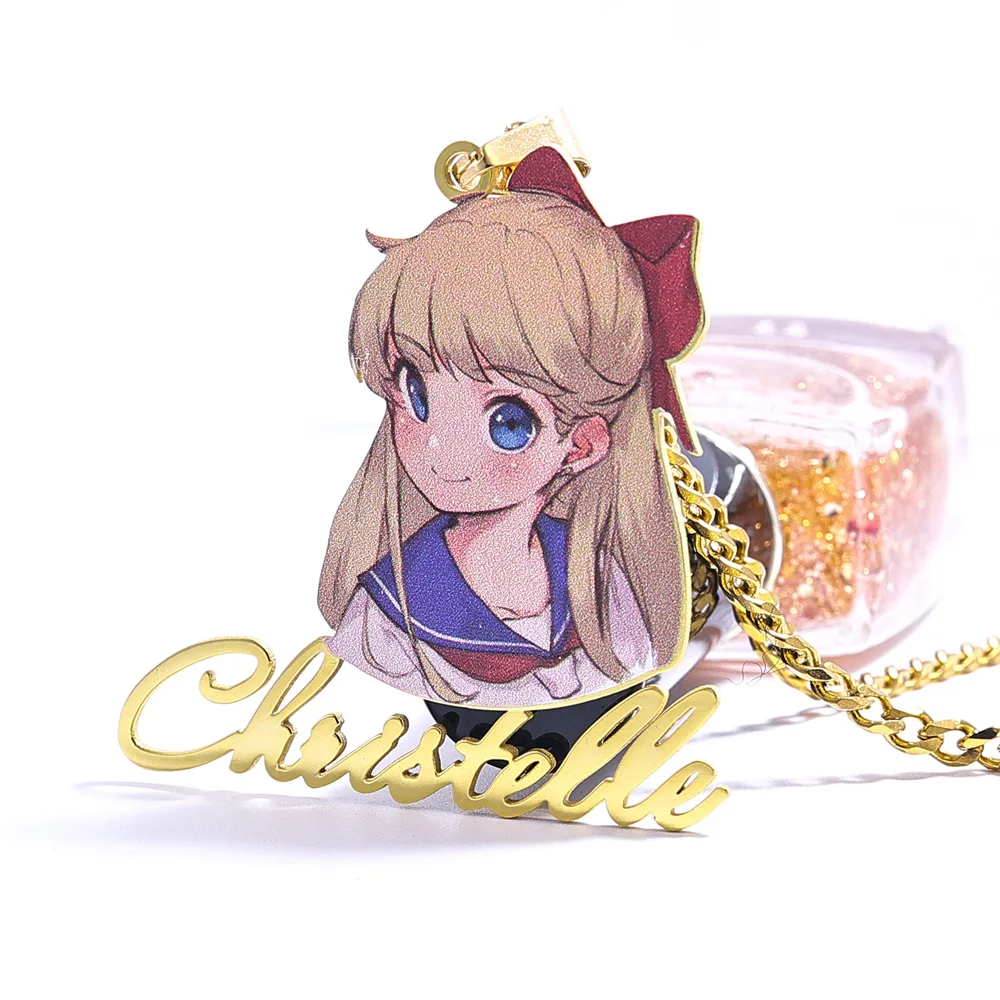

Cute S925 Silver Custom Name Carton Character Comic Anime Pendant Children Necklace For Kids Birthday Gifts Jewelry
