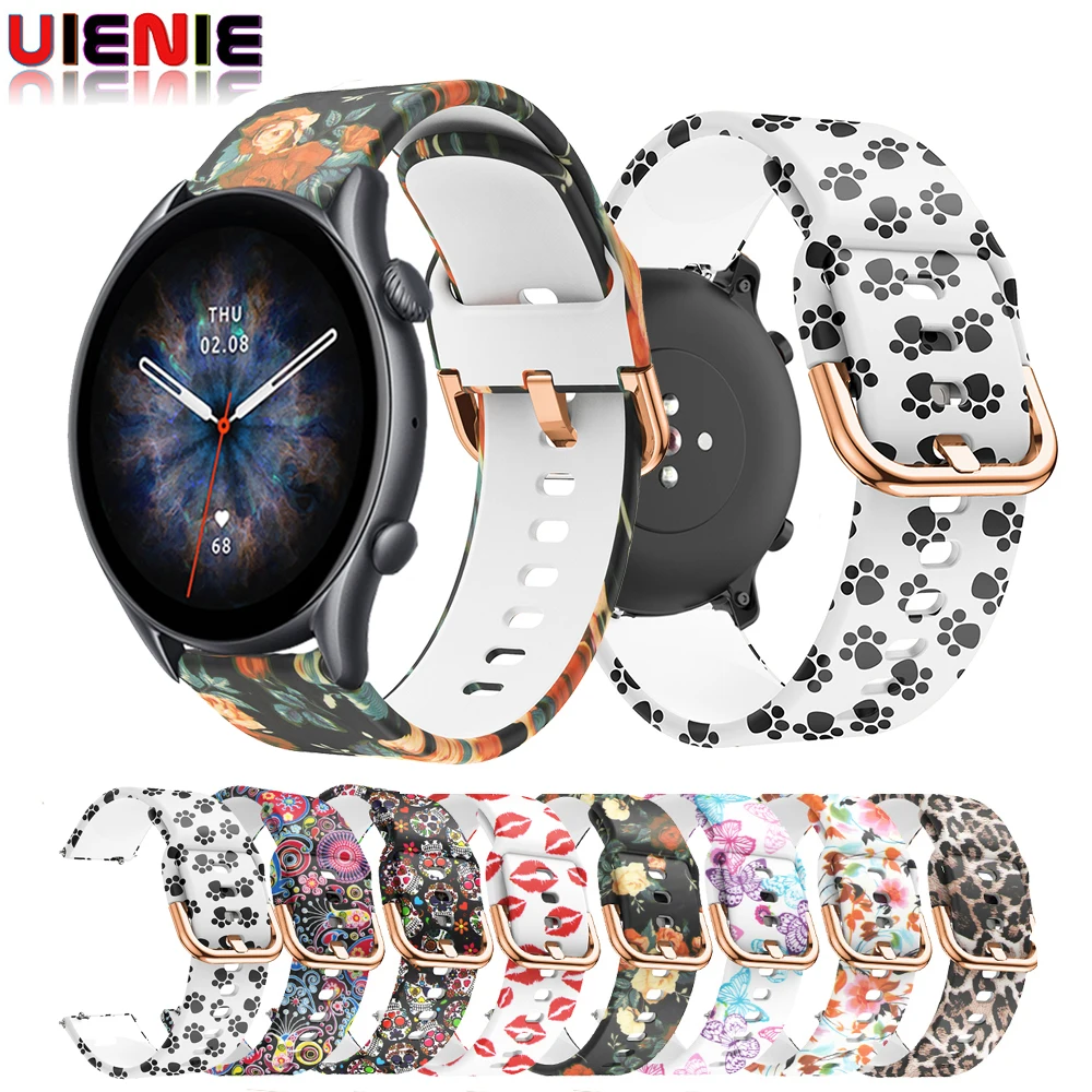 

20mm 22mm Colorful design strap for HuaMi Amazfit GTR 3 Pro Samsung Galaxy Watch Active 2 Gear S2 S3 Graffiti silicone wristband