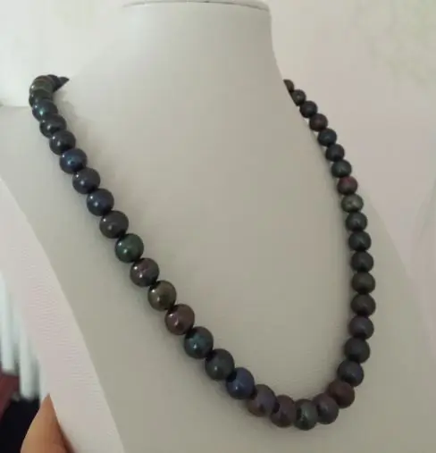

stunning 9mm tahitian black multicolor pearl necklace 18"