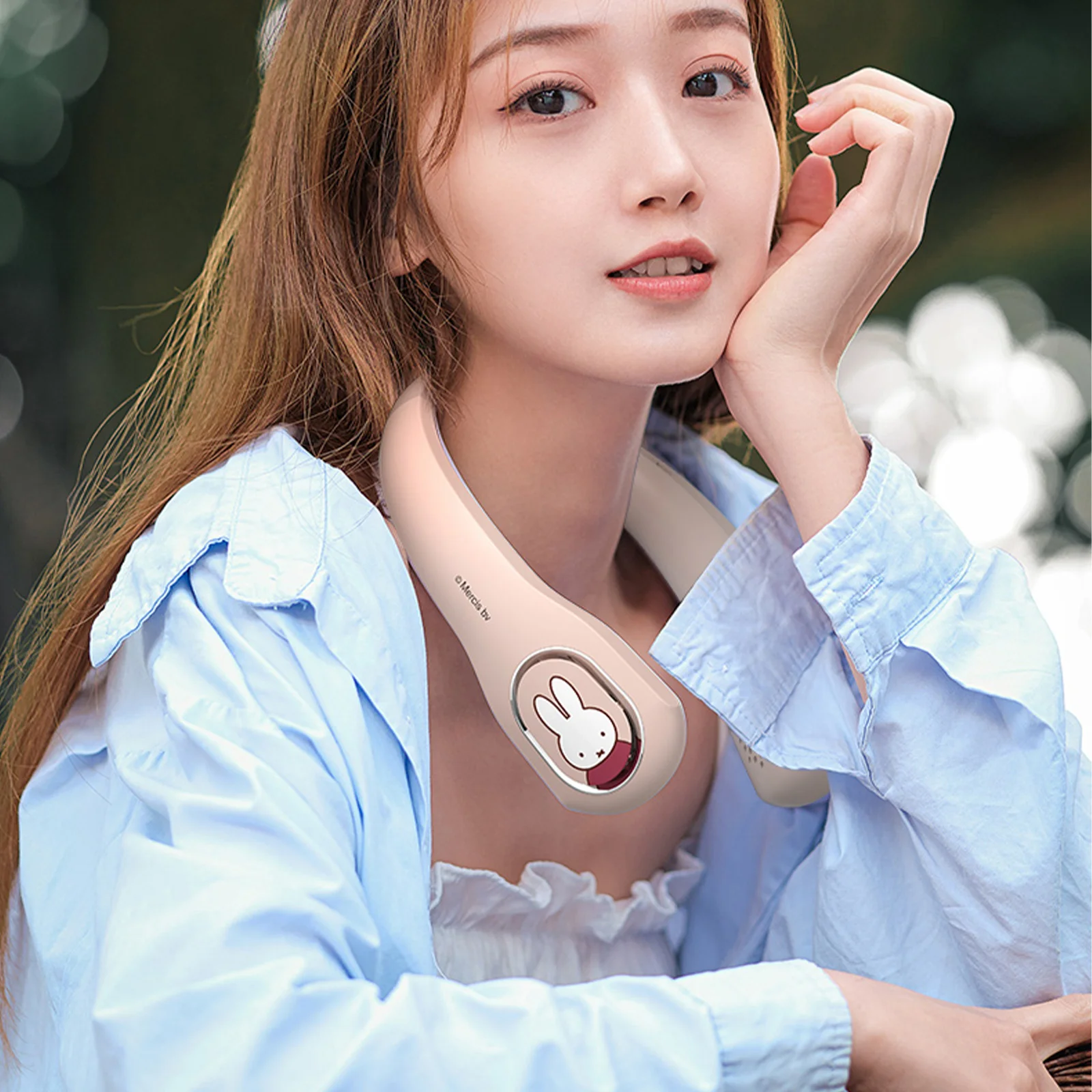 Miffy x Mipow Neck Fan Hanging Neck Portable Hanging Fan Summer Air Cooling Bladeless Neckband For Outdoor Sports Trave