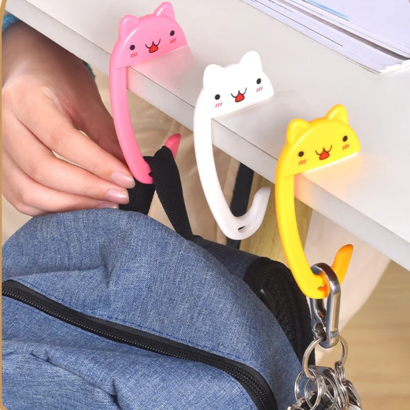 Office Desktop Hanging Tool Cartoon Student Desk Hook Non Punching Bag Hook Hanger Handbag Holders Cute Desk Accessories