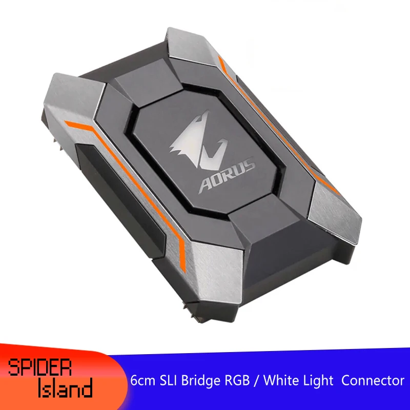 Conector Gráfico Pci-e Original Placa Nvidia Ponte Sli Rgb Branco Luz Led para Placa de Vídeo 6cm