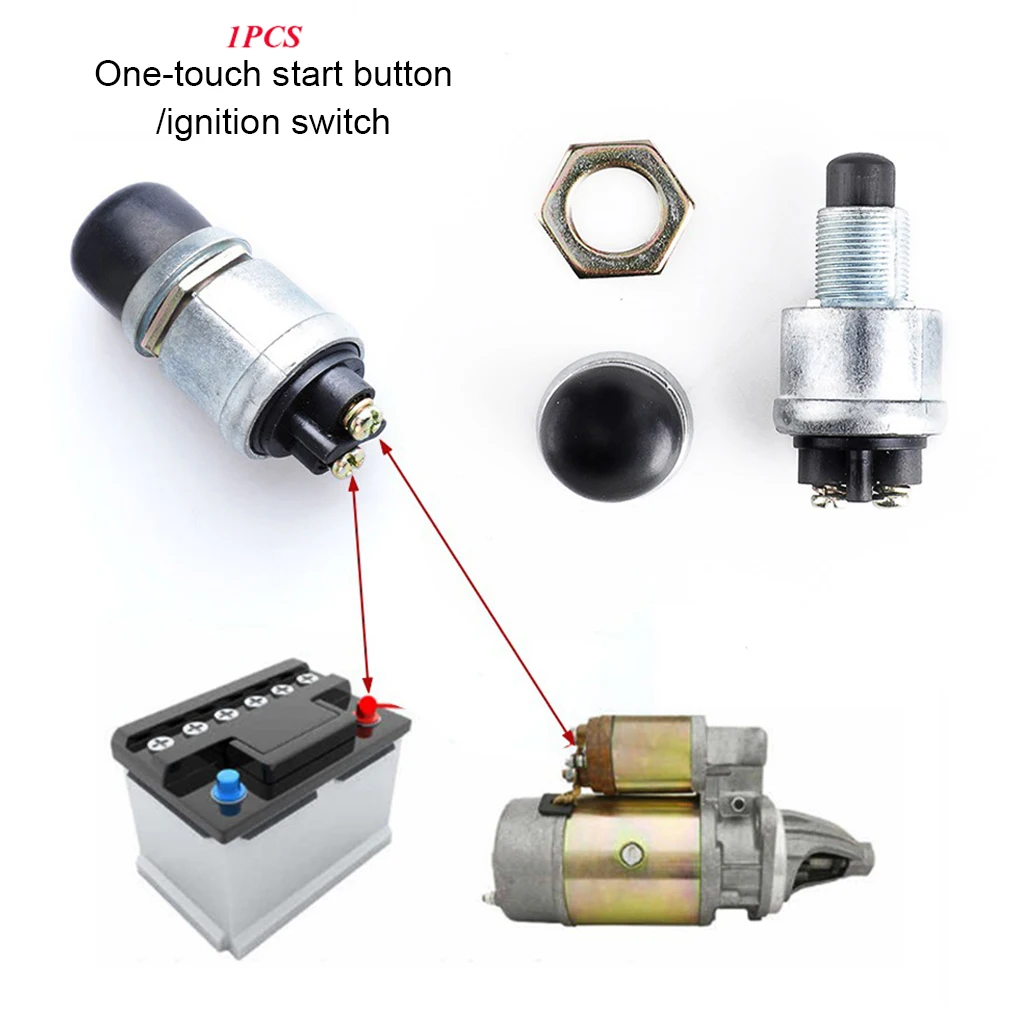Car Start Button DC 12/24V Car Truck Ignition Engine Starter Replacement Waterproof Push Button