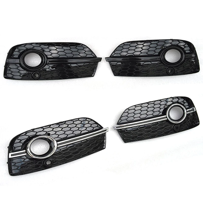

1 Pair Car Honeycomb Front Fog lamp Frame Hollow grille under the net Black Bright For Audi Q3 2013 2014 2015 Car Accessories