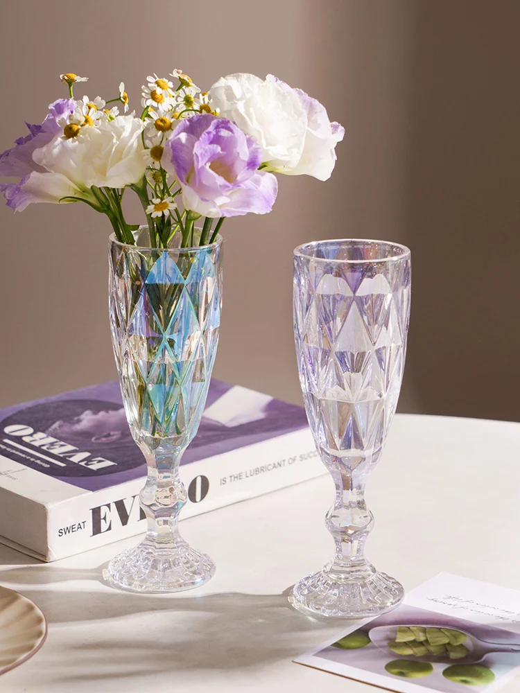 

Vintage Glass Vase for Home Decor, Plant Pots, Decorative Flower Pot, Glass Container Decor, Modern French Style, Wedding Party