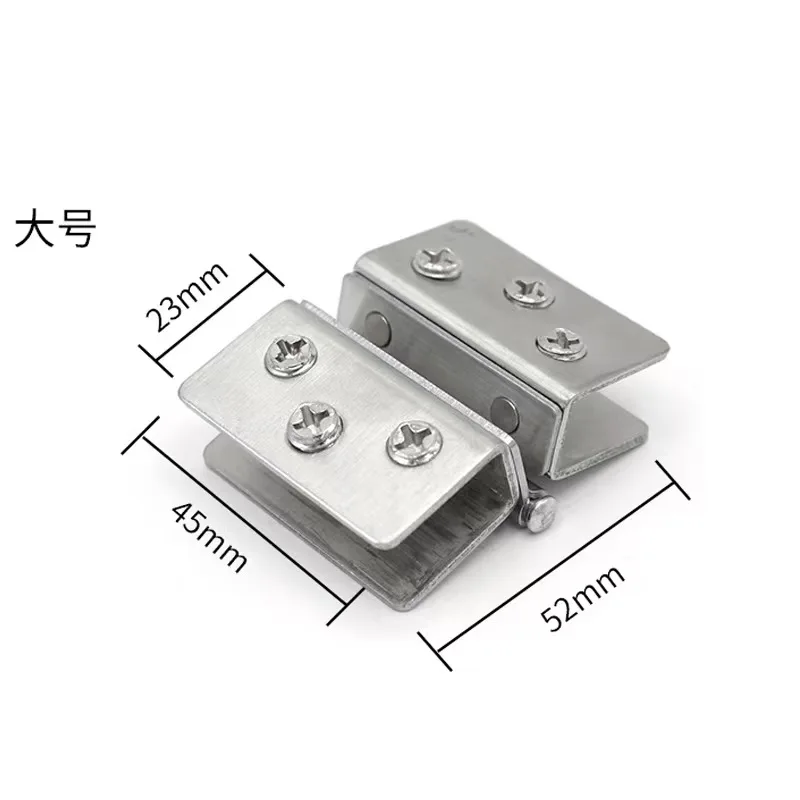 180 Degree Glass Door Hinge, Stainless Steel Double-sided Glass Hinge, Double-sided Clip, Non Perforated Door Hinge