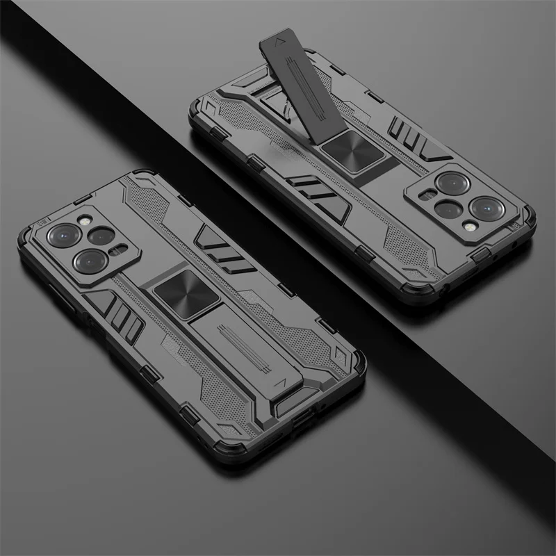Shockproof Armor Phone Case with Car Magnetic Holder and Stand Back Cover