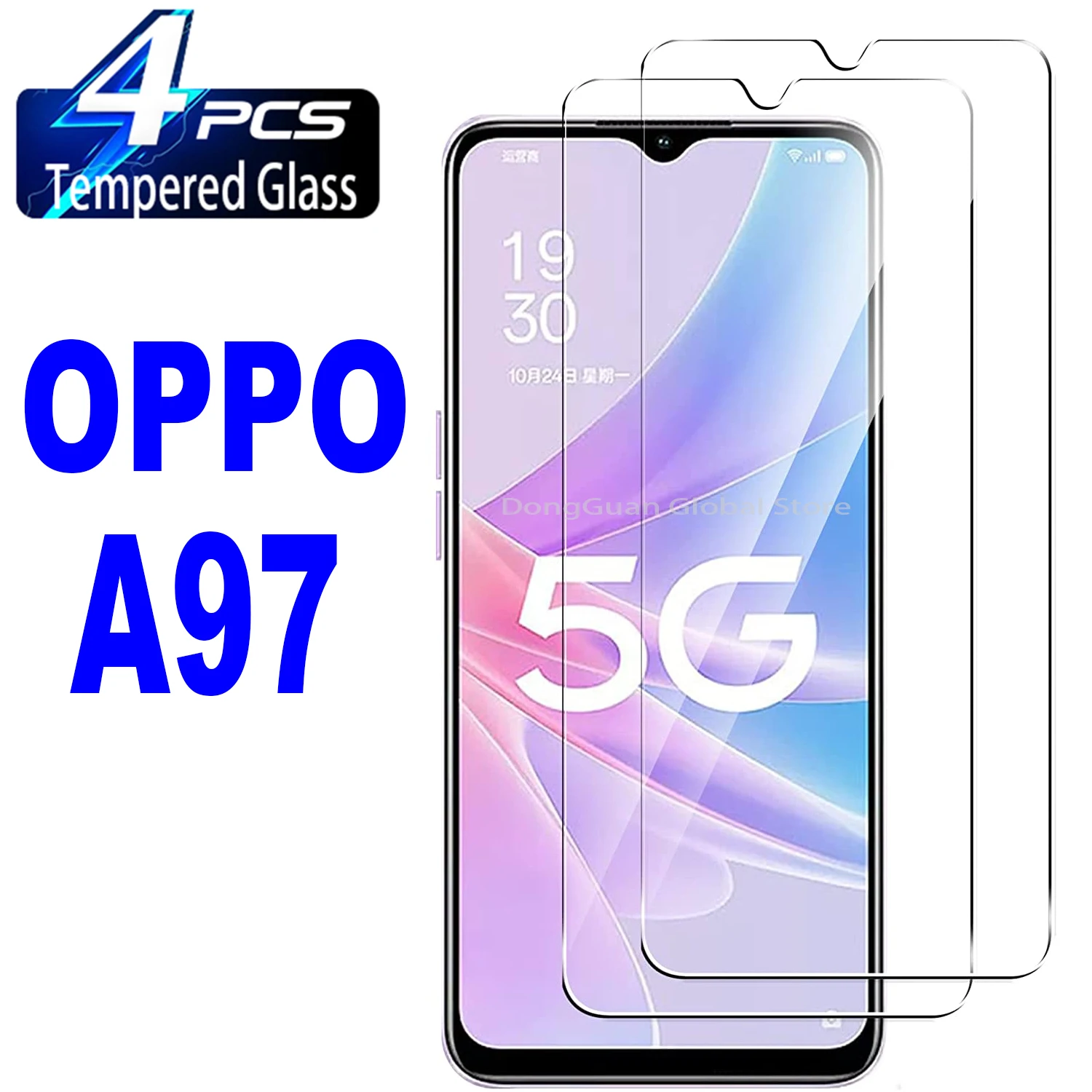 2/4Pcs Tempered Glass For OPPO A97 Screen Protector Glass Film 2 4pcs screen protector glass for oppo a78 tempered glass film