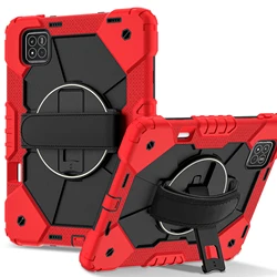360° Rotating Shockproof Tablet Stand Case with Hard Cover, 8.7 - Inch for Redmi Pad SE 8.7inch (Red Black)
