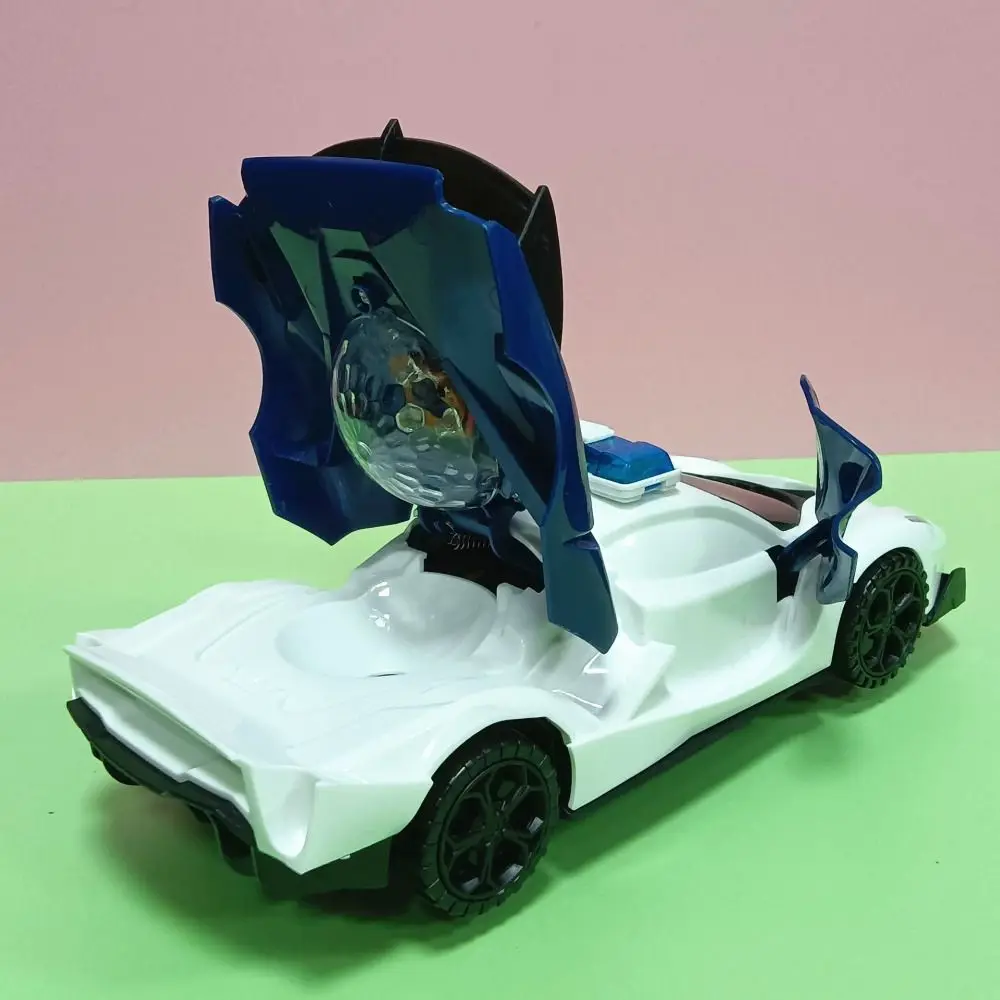 Transform Vehicle 360° Rotating Police Car Toy Sensory Toys Omnidirectional Driving LED Light Police Car Toy Portable Automatic