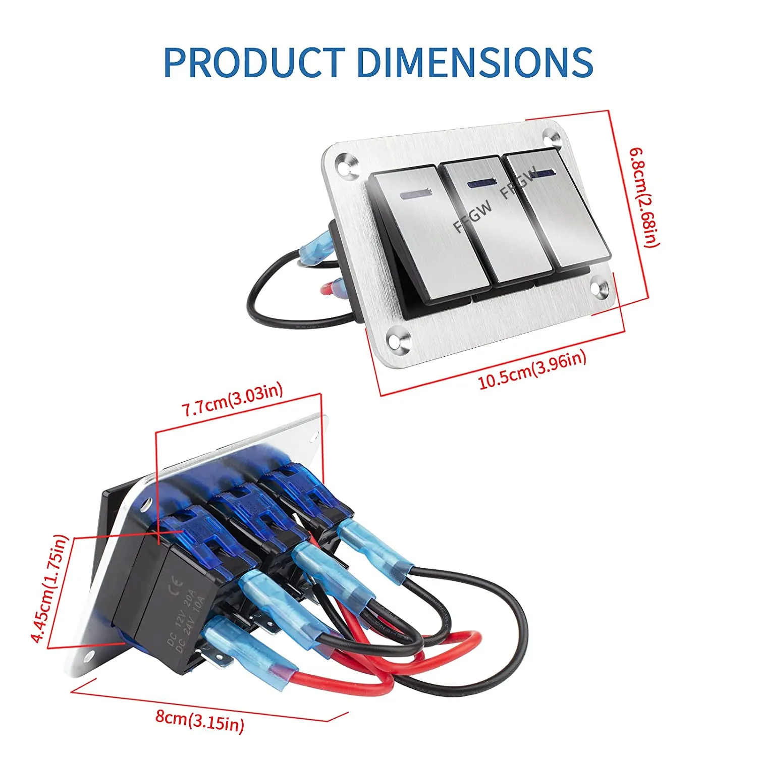 Kippschalter Panel 3 Sets Wasserdichte Aluminium Schalter, 12V/24V Kippschalter  Panel 3 Pin Schalter Boot Auto RV Lkw Fahrzeug