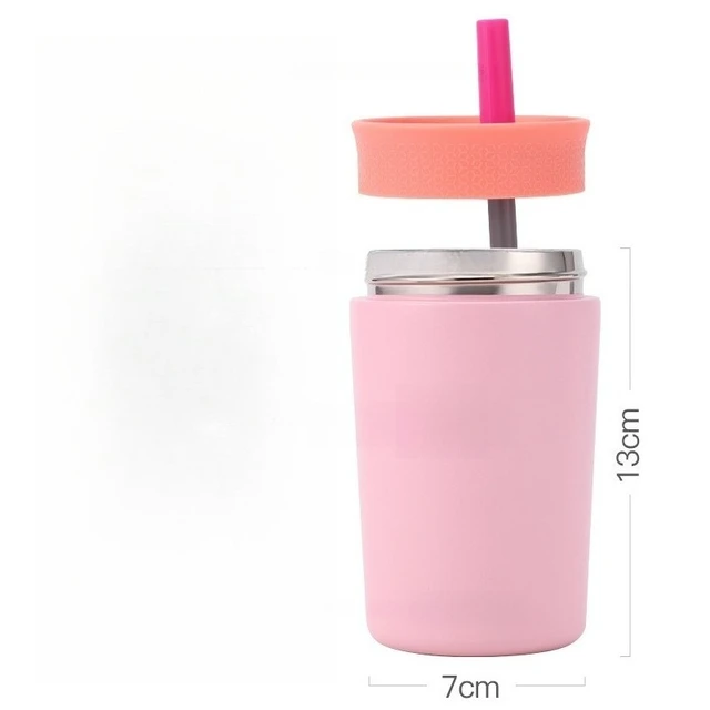 Tasse Thermos créative de 12OZ avec paille, flacons sous vide en acier inoxydable Double couche, tasse à café Portable, Mini tasse d'eau 5