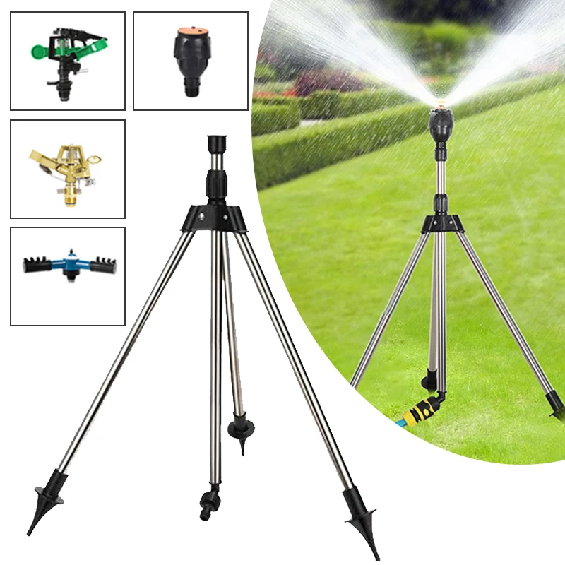 

360 Rotary Irrigation Sprinkler Head With Tripod Telescopic Support Automatic Rotating Sprayer Garden Lawn Watering Sprinkler