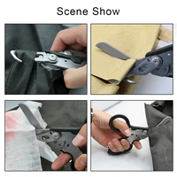 6 in 1 Multifunction Response Emergency Scissors Multi-Tool Folding Pliers Survival Tool Combination Gadget Safety Hammer Brown 2