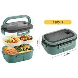 Dual - Compartment Lunch Box for Students and Professionals - Ideal for Picnics and Meal Prep (Green)