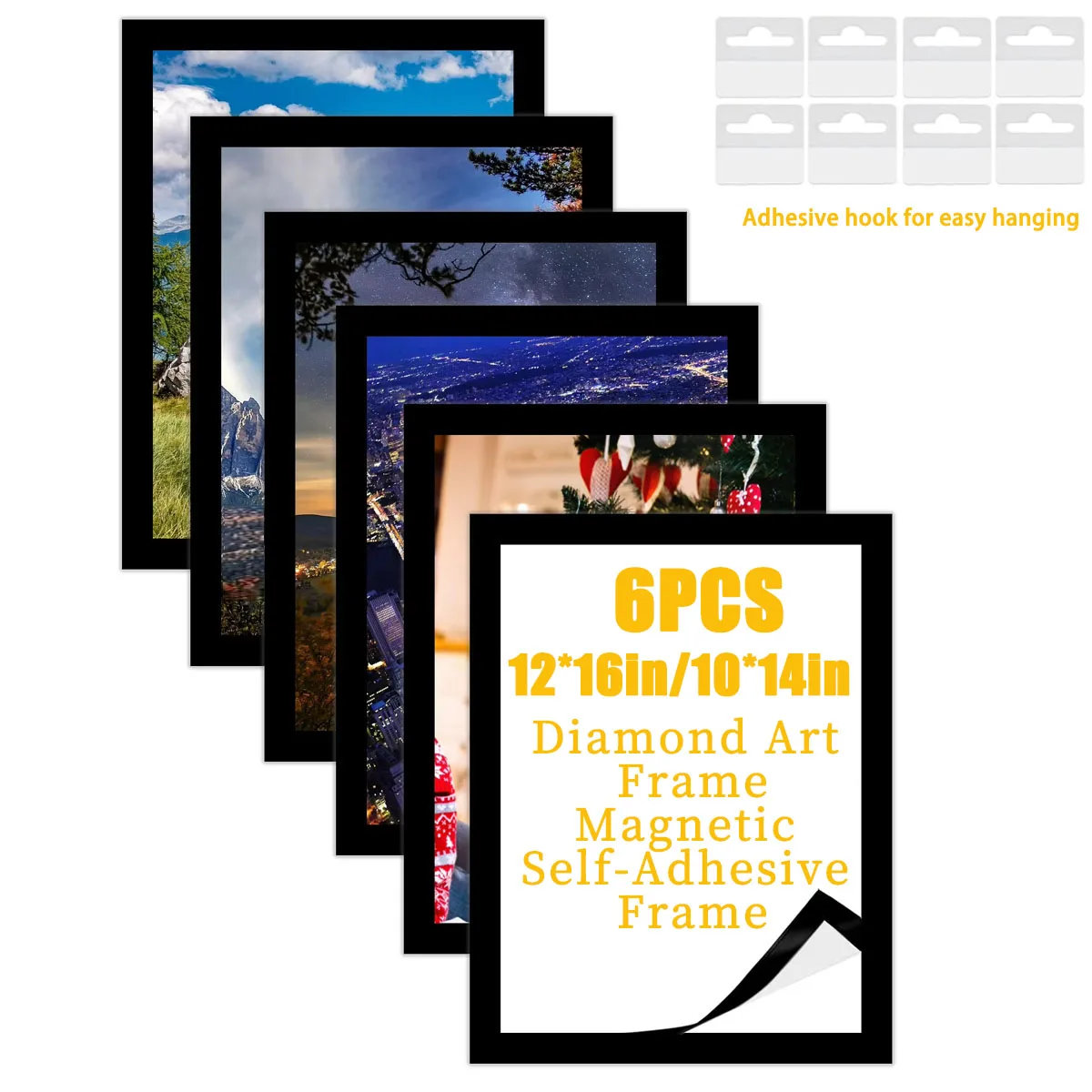Diamond Art Frames 30x40cm Magnetic Diamond Art Painting Canvas Frames 12"x16" PVC Self Adhesive with Hooks Suitable for 10x14 i