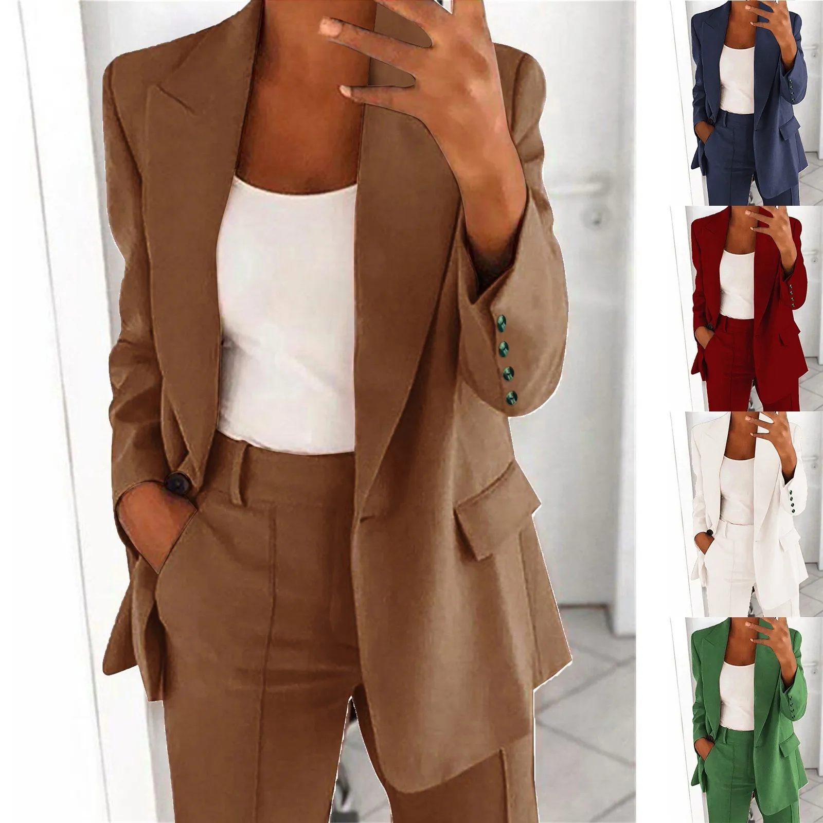 2023 Women Blazer Formal Slim Blazers Lady Office Work Suit Pockets Jackets Coat Female Elegant Blazer Transition Jackets Femme