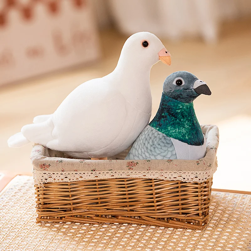 Lifelike Bird Plush Toys Simulation White Green Pigeon Lovely Magpie Stuffed Animal Doll Photography Props Home Decor Gifts