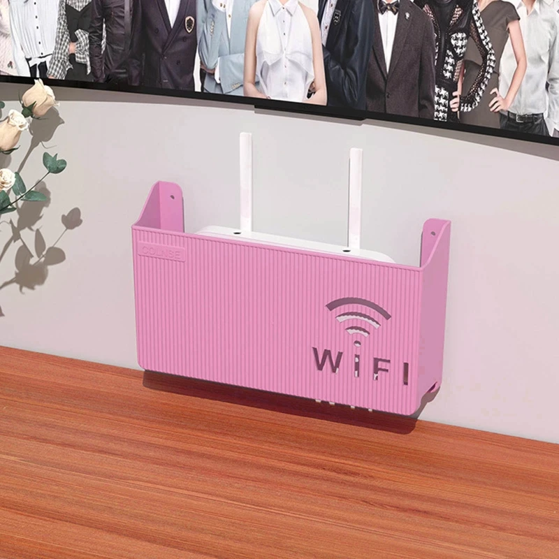 Wall Mounted Wifi Router Storage Box Cable Power Plus Wire Bracket Organizer for Home Bedroom Living Room Wall