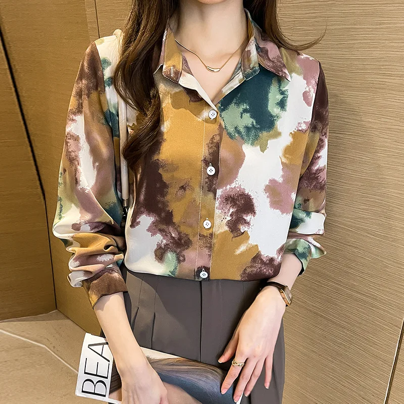 French Chiffon Top for Women, Oil Painting Pattern, Chic Blouse, Lolita Tops, White Clothes, Large Size Blouses, Long Sleeve praised and ridiculed french painting 1820 1880