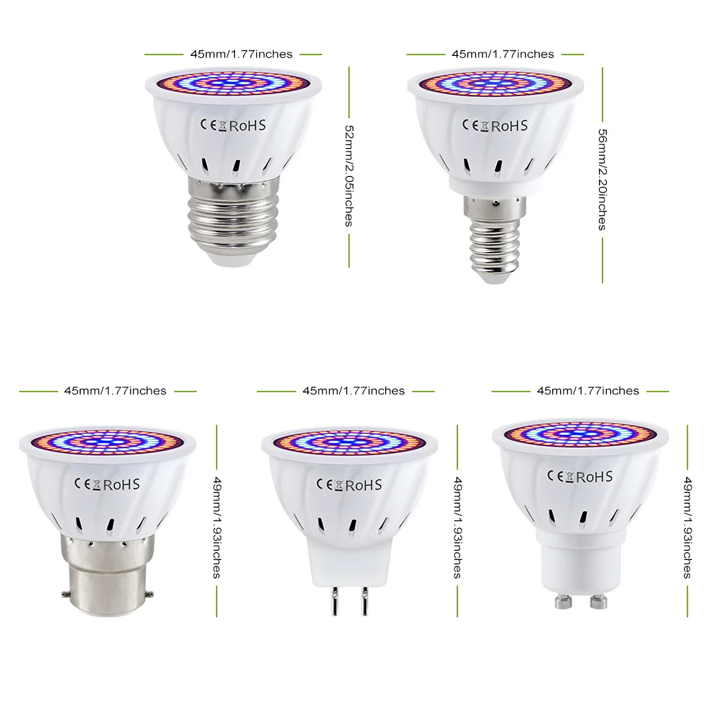E27 LED 식물 성장 조명 GU10 전체 스펙트럼 실내 수경법 꽃 씨앗 야채 재배 램프 E14 MR16 B22 GU5.3 전구