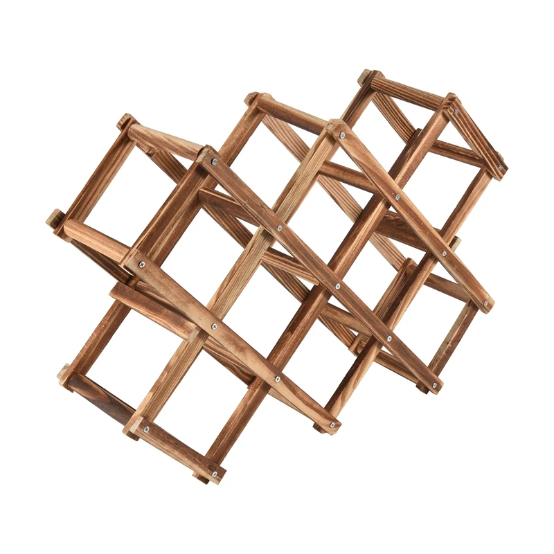 

LBER Wooden Red Wine Rack 10 Bottle Holder Mount Bar Display Shelf Folding Wood Wine Rack Alcohol Neer Care Drink Bottle Holders