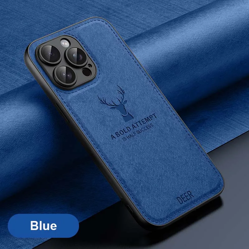 thumbnail image 1 of Luxury Leather Deer Head Phone Case For iPhone 15 14 Plus 13 12 Mini 11 Pro Max 7 8 6 6S Plus SE Shockproof Soft Silicone Cover, 1 of 5