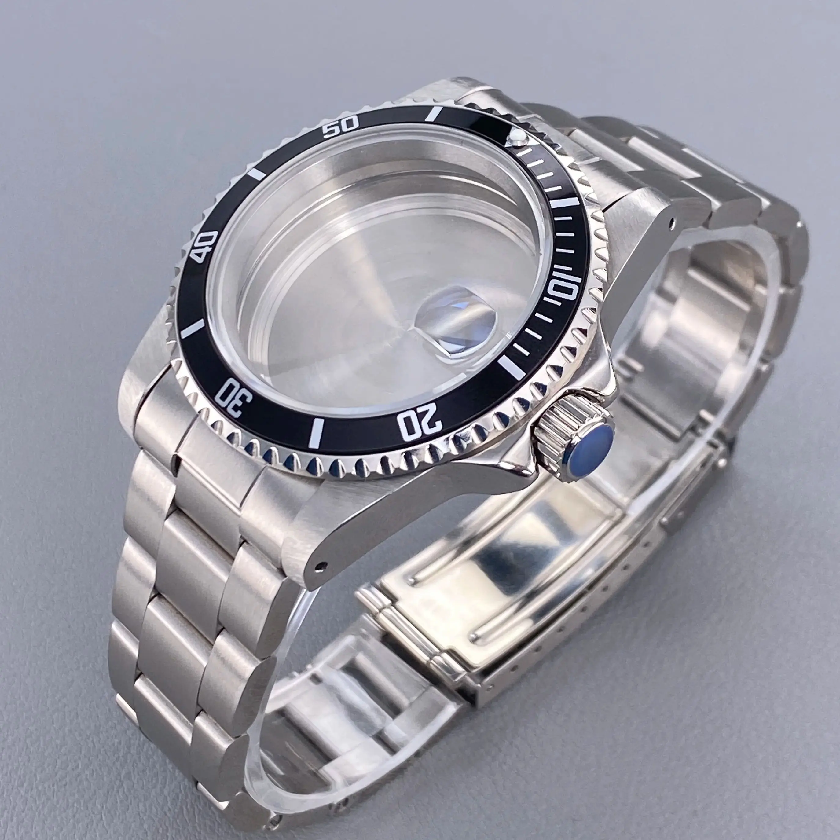 Vintage 39.5MM GMT/SUB Watch Case with 120-Click Bezel & Sapphire Glass