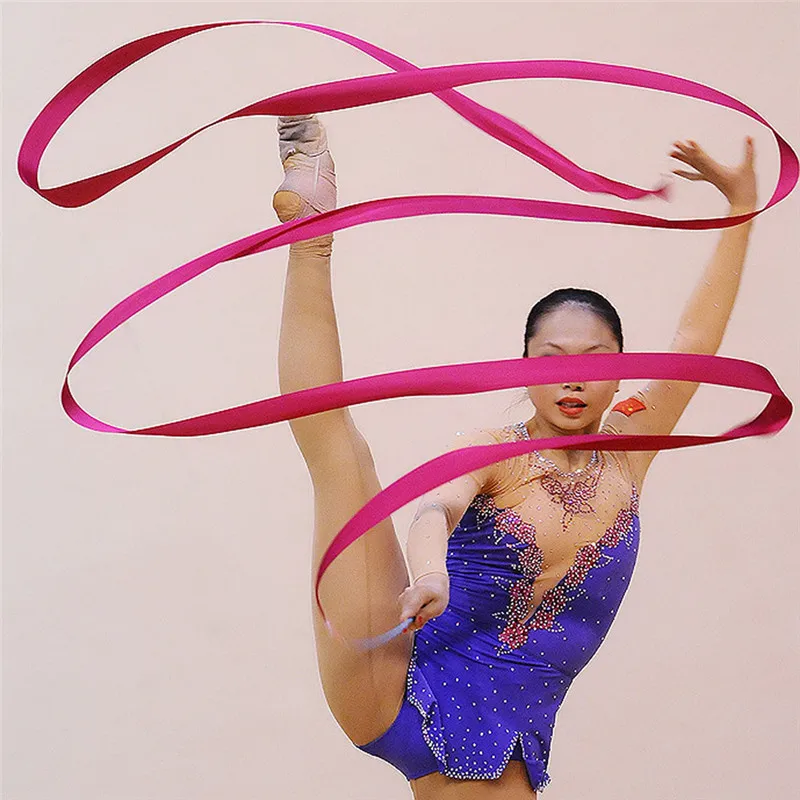 2m 4m Gymnastics Colored Ribbons Colorful Gym Ribbons Rhythmic Gymnastics Equipment Dance Ribbon Ballet Streamer Twirling Rod