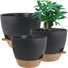 Large Self Watering Pots, 12/10/9 Plastic Planters with High Drainage Holes and Deep Reservoir 1