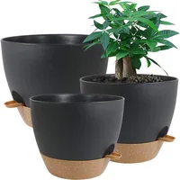 Large Self Watering Pots, 12/10/9 Plastic Planters with High Drainage Holes and Deep Reservoir 1