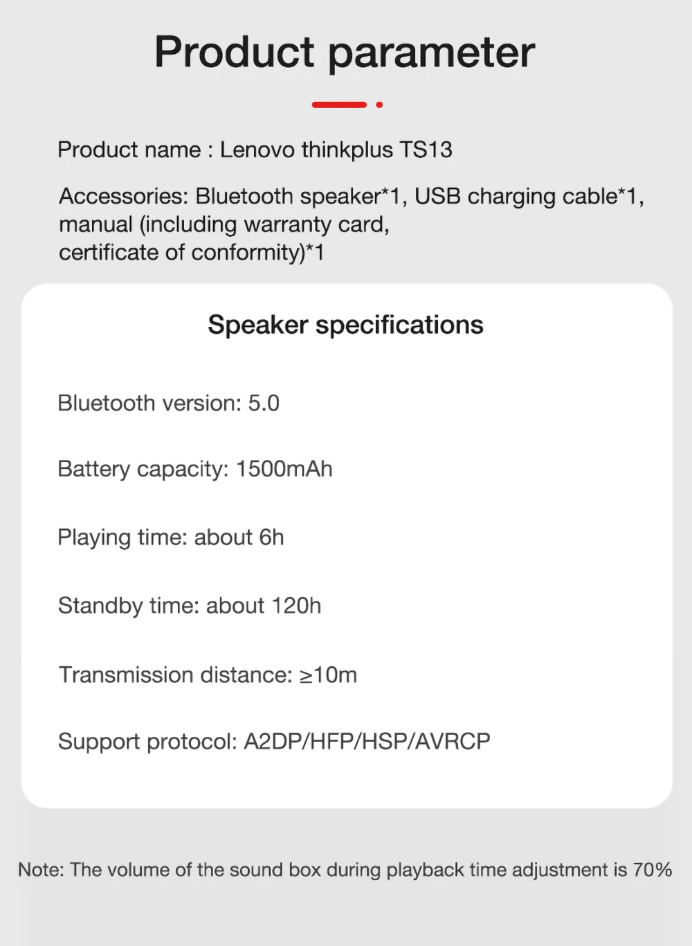 Lenovo Thinkplus TS13 Portable Bluetooth Speaker